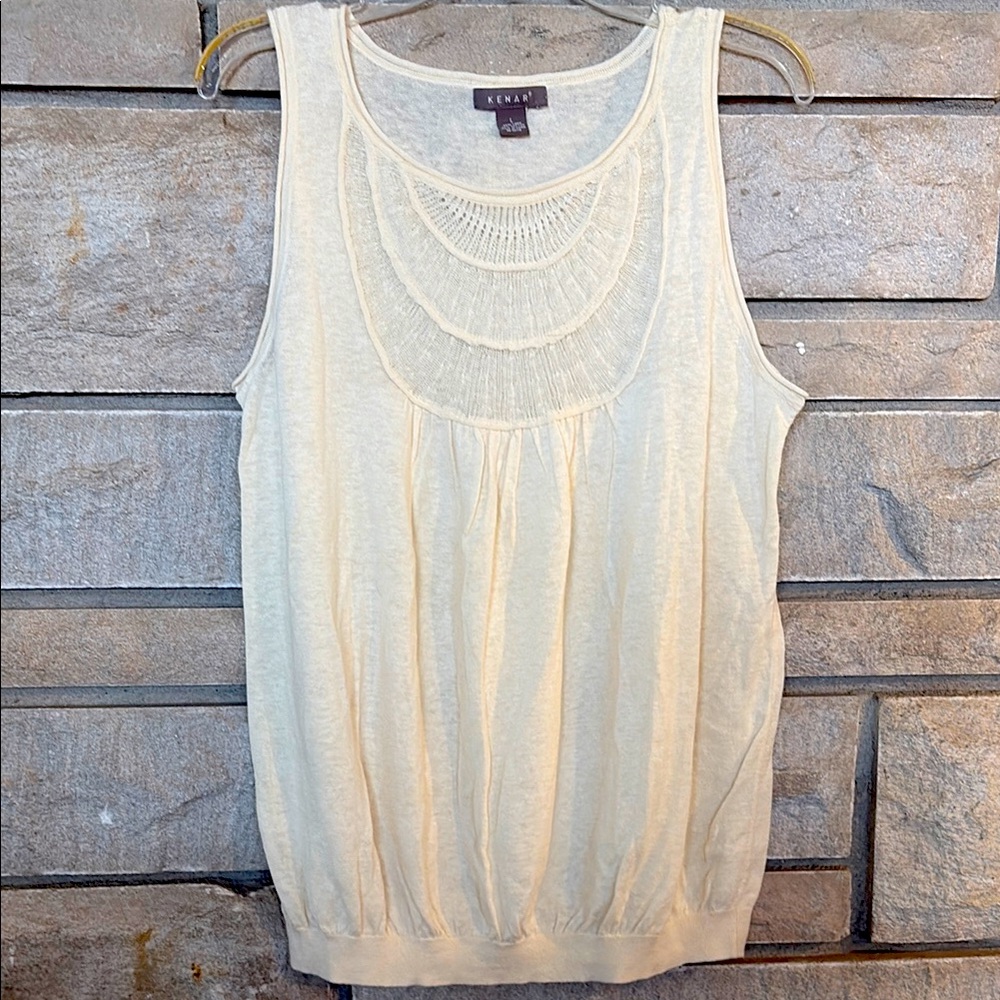 Kenar Ivory Tank Top with Textured Detail